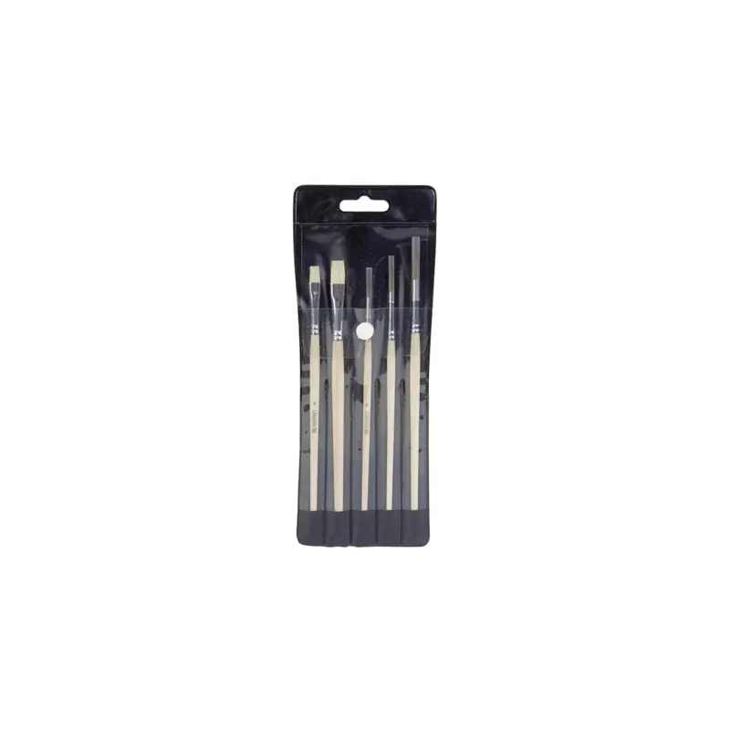 Schulpinselset Brunnen Standard-S 4893501 - sortiert nahtlose Aluzwinge Stiel aus Holz 5er-Set