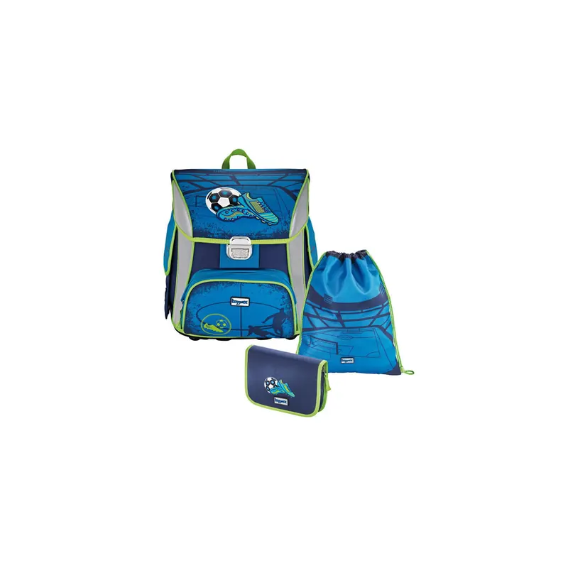 Schulranzen hama baggymax Simy 138433 - Soccer blau/grün 3-teilig 950 g Set