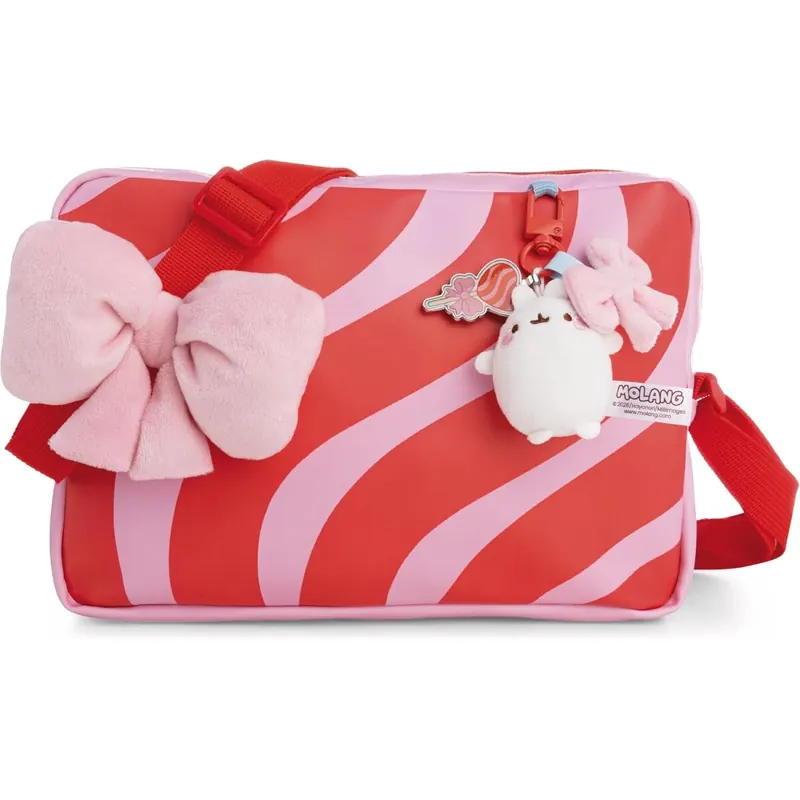 Schultertasche MOLANG mit längenverstellbarem Tragegurt 18x26x4cm - rosa - Verspielte MOLANG-Umhängetasche mit niedlicher Plüsch-Schleife, süße Crossbody-Bag für Alltag, Reisen & Freizeit | 62792