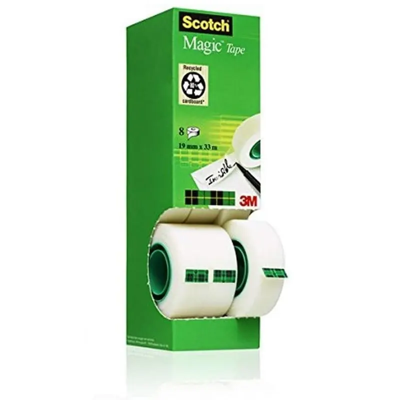 Scotch Magic Klebeband Promotion – Transparenter & matter Klebefilm für den alltäglichen Gebrauch – Beschriftbar & kopierbar – 19 mm x 33 m – 8 Rollen
