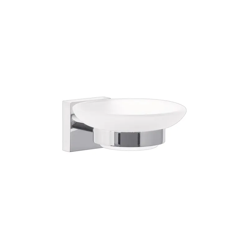 Seifenhalter tesa EKKRO 40240 - chrom-weiß mit Wandstück eckig Metall