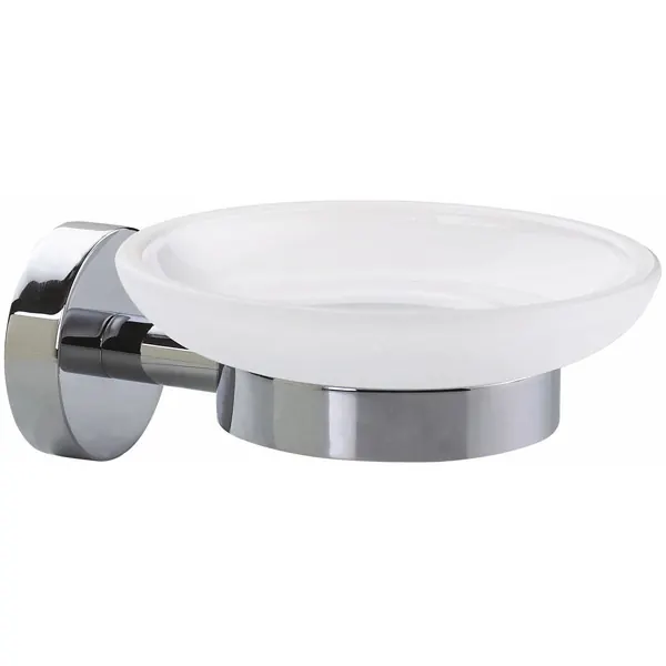 Seifenhalter tesa SMOOZ 40324 - chrom-weiß mit Wandstück rund Metall