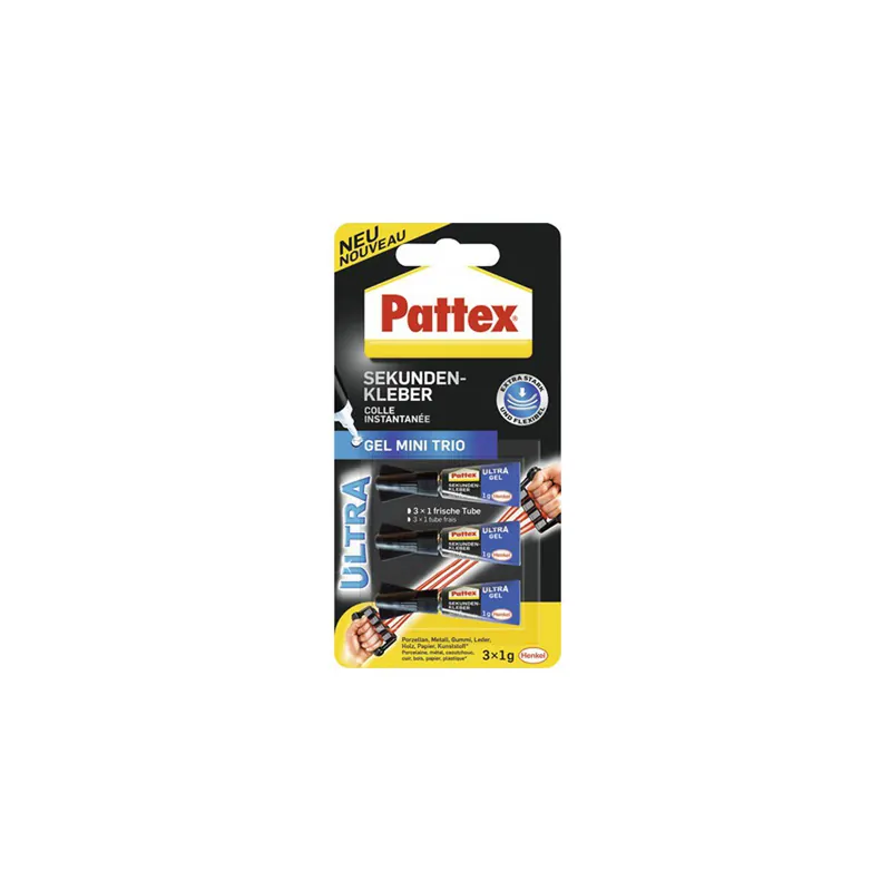 Sekundenkleber Pattex 9H PSMG3 - Tube 3 x 1 g