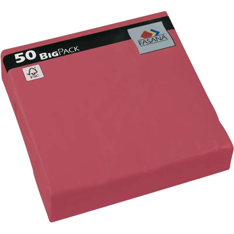 Servietten Fasana BigPack 50 Stück | 3-lagige Papierservietten in bordeaux | Serviette 1/4-Falz Größe: 33x33 cm, Dekoserviette, Prägeservietten für Serviettenhalter & Spender