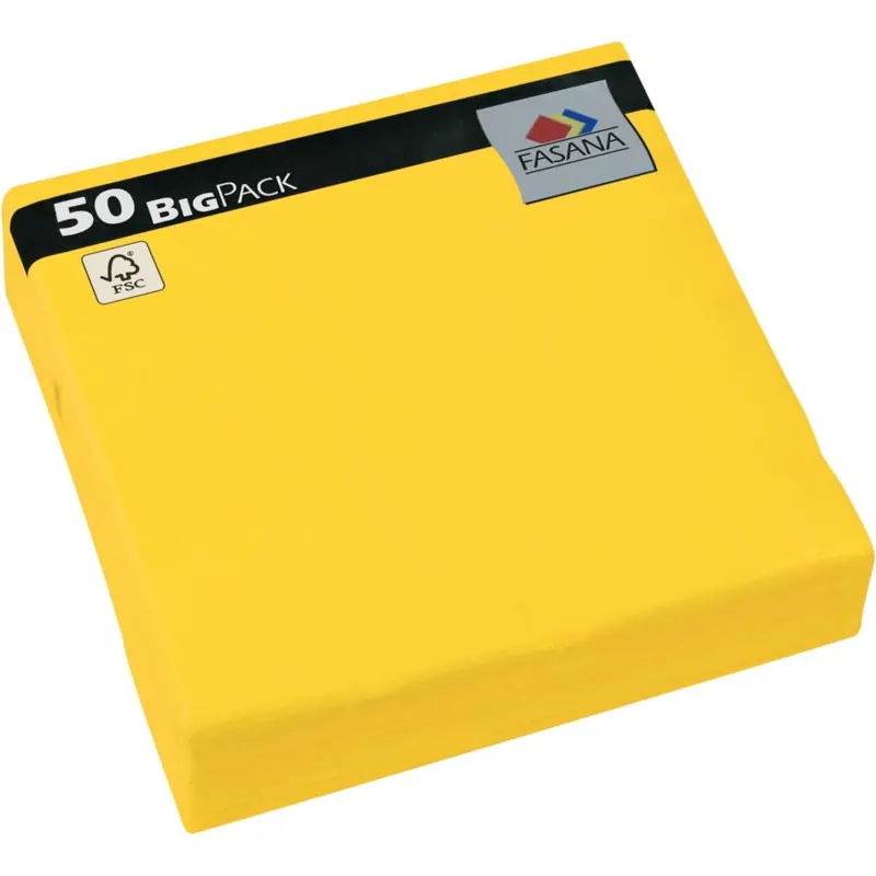 Servietten Fasana BigPack 50 Stück | 3-lagige Papierservietten in sonnengelb | Serviette 1/4-Falz Größe: 33x33 cm Dekoserviette Prägeservietten für Serviettenhalter & Spender