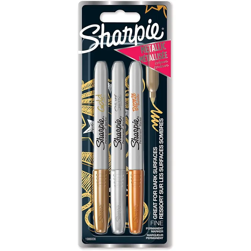 Sharpie Metallic-Permanentmarker, Gold, Silber & Bronze (neu), 3 Stück