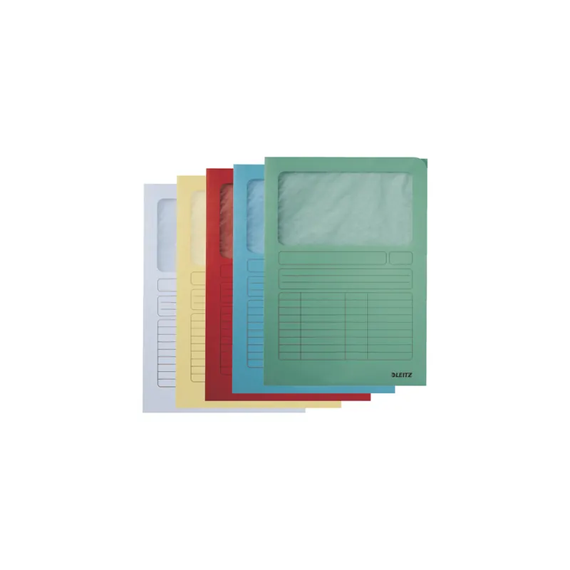 Sichtmappe Leitz 3950 - A4 220 x 307 mm farbig sortiert transparentes Sichtfenster Karton 160 g/m²  Pckg/100