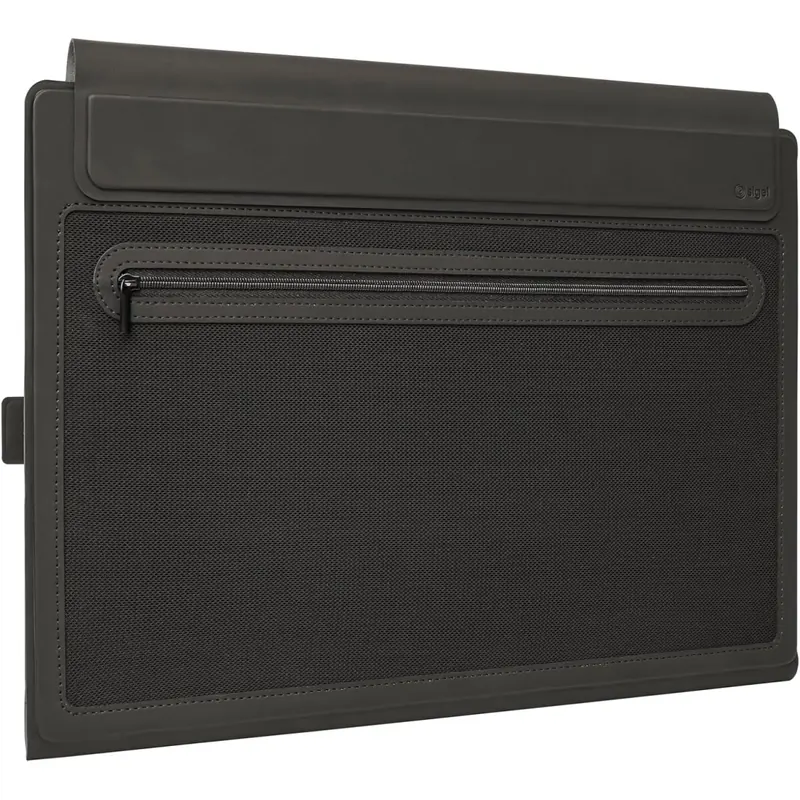 SIGEL BA510 Laptop-Case S – Schutzhülle & Laptopständer für Laptops bis 14 Zoll – PU & Glasfaser, Schwarz – 34 x 25 x 2,5 cm – Notebook-Tasche für MacBook, Ultrabook, Reise & Home-Office