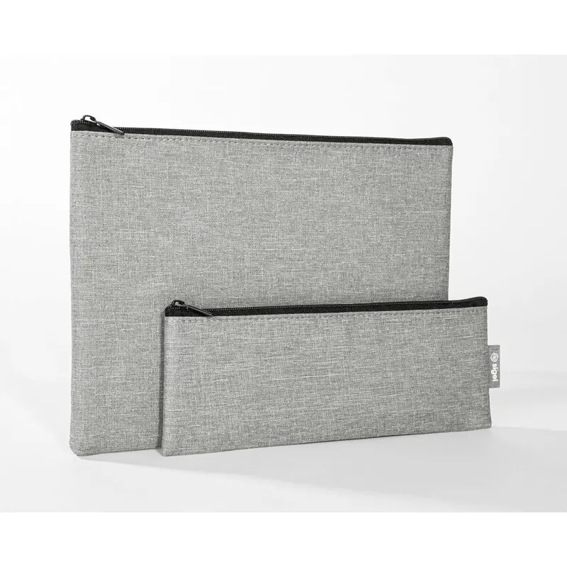 SIGEL BA520 Taschen‑Organizer 2er‑Set hellgrau, wasserabweisende Aufbewahrungstaschen – für Kabel, Technikzubehör, Stifte, Kosmetik, Reiseutensilien, 25×18 cm und 22×8 cm