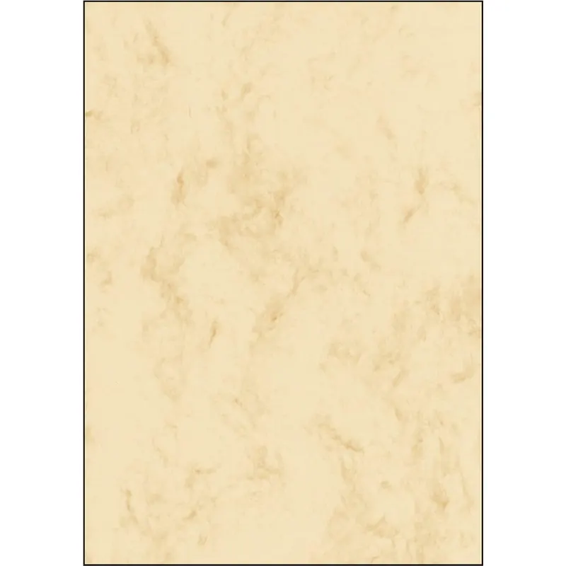 SIGEL DP397 Hochwertiger marmorierter Karton / Marmor-Papier / Urkundenpapier beige, A4, 50 Blatt, Motiv beidseitig, 200 g, aus nachhaltigem Papier