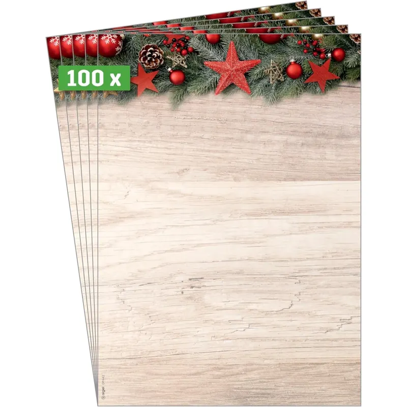 SIGEL DP442 Briefpapier Weihnachten "Chalet Style", A4, 100 Blatt, Weihnachtsbriefpapier aus nachhaltigem Papier für Weihnachtspost, Angebote, Einladung, Menükarte
