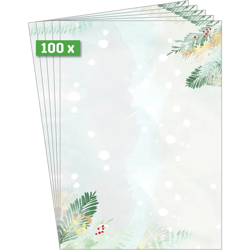 SIGEL DP481 Briefpapier Weihnachten "Christmas Forest Watercolor", A4, 100 Blatt, Weihnachtsbriefpapier aus nachhaltigem Papier für Weihnachtspost, Angebote, Einladung, Menükarte