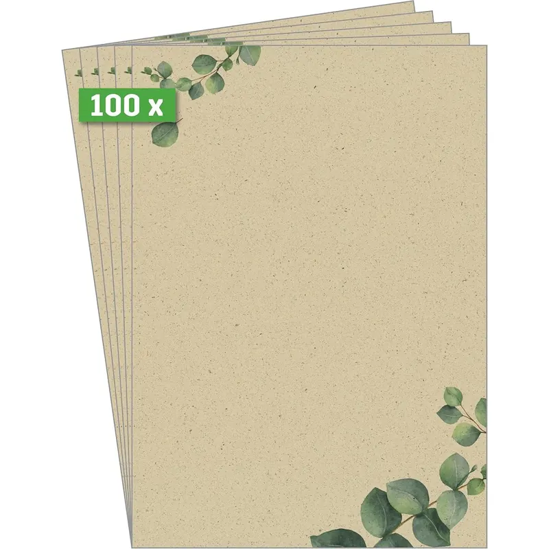 SIGEL DP615 Hochwertiges Motivpapier, Druckerpapier "Eucalyptus", A4, 100 Blatt, aus nachhaltigem Graspapier, Motiv beidseitig, 100 g, Briefpapier, aus nachhaltigem Papier