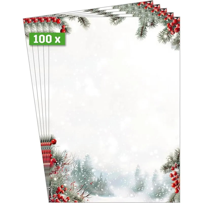 SIGEL DP686 Briefpapier Weihnachten "Scandinavian Snow", A4, 100 Blatt, Weihnachtsbriefpapier aus nachhaltigem Papier für Weihnachtspost, Angebote, Einladung, Menükarte