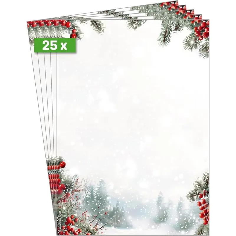 SIGEL DP690 Briefpapier Weihnachten "Scandinavian Snow", A4, 25 Blatt, Weihnachtsbriefpapier aus nachhaltigem Papier für Weihnachtspost, Angebote, Einladung, Menükarte