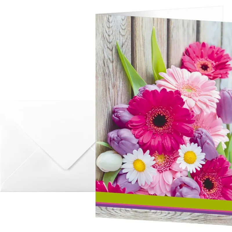 SIGEL DS001 Grußkarten Colorful, 10er Set mit Umschlägen, ideal zum Bedrucken, aus nachhaltigem Papier