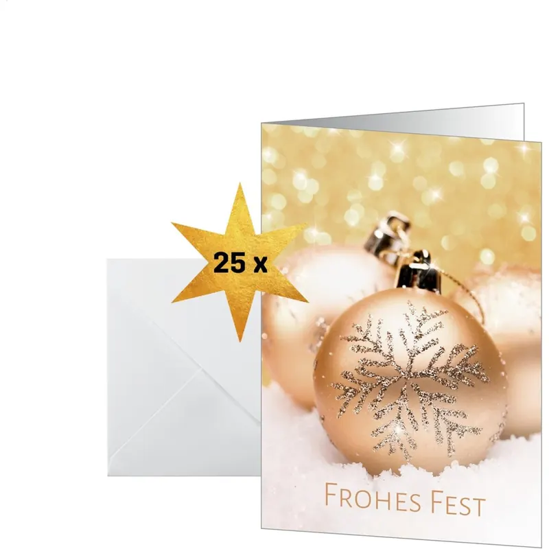 SIGEL DS091 Weihnachtskarten-Set "Christmas joy", A6, 25 Karten mit Umschlägen, ideal zum Bedrucken, aus nachhaltigem Papier