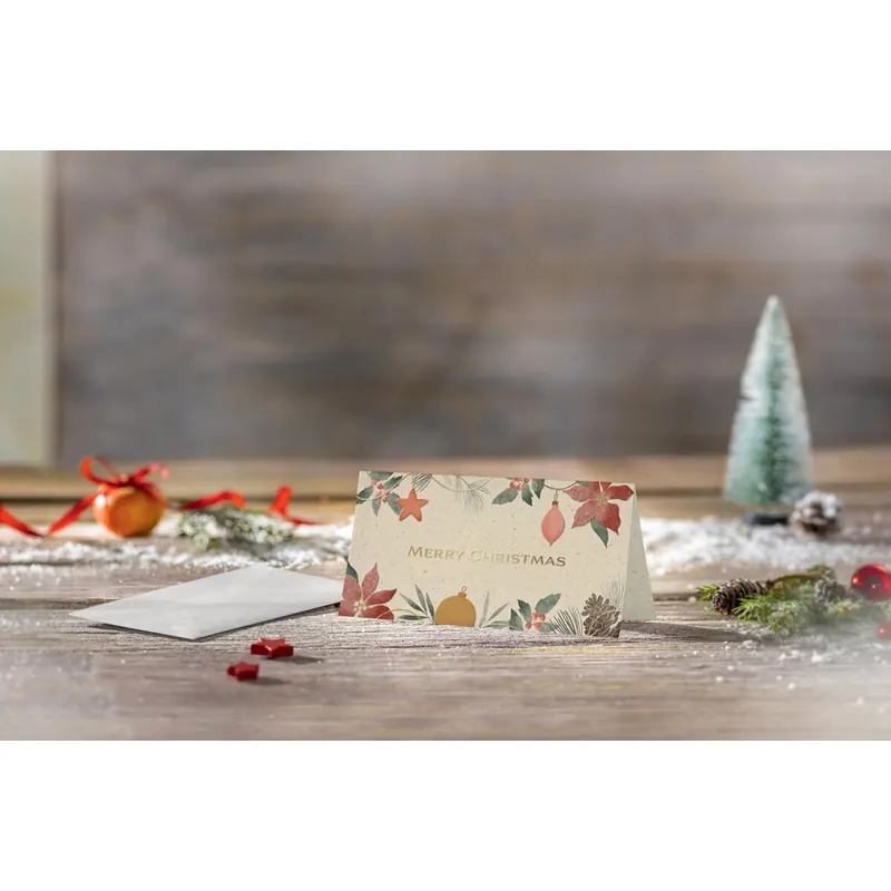 SIGEL DS095 Premium Weihnachtskarten-Set "Christmas Art", DIN lang, 10 Karten mit Umschlägen, ideal zum Bedrucken, aus nachhaltigem Gras-Papier