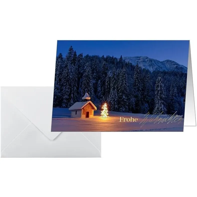 SIGEL DS096 Premium Weihnachtskarten-Set "Christmas Chapel", A6, 10 Karten mit Umschlägen, ideal zum Bedrucken, aus nachhaltigem Papier