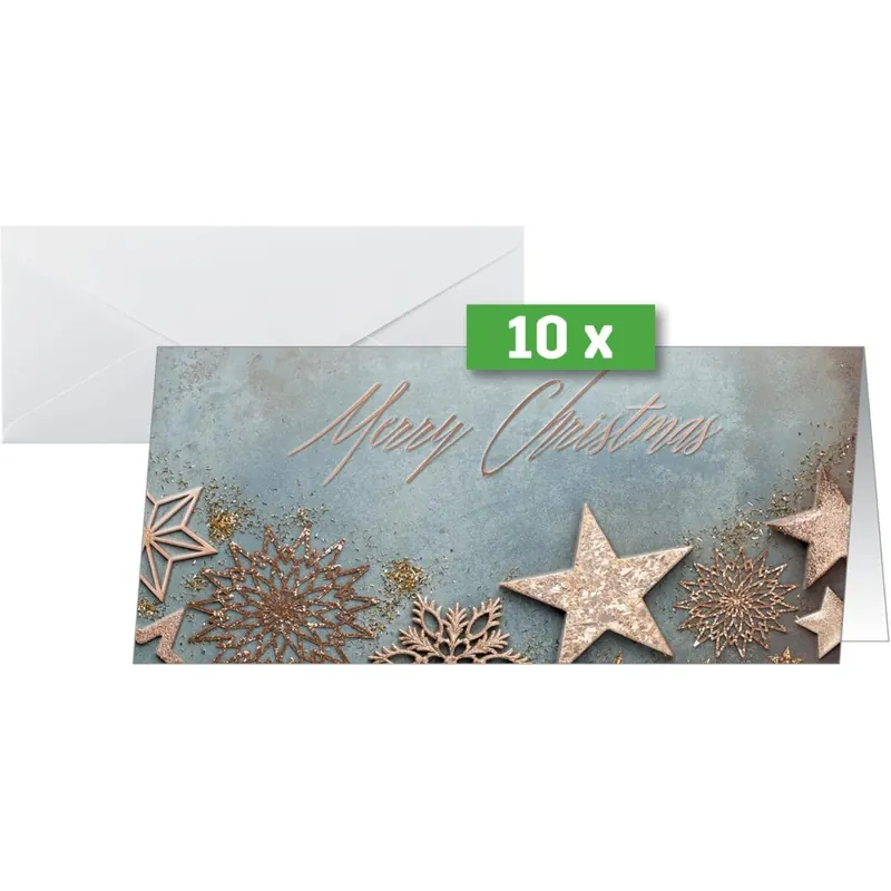 SIGEL DS099 Premium Weihnachtskarten-Set "Glamorous Christmas", DIN lang, 10 Karten mit Umschlägen, ideal zum Bedrucken, aus nachhaltigem Papier