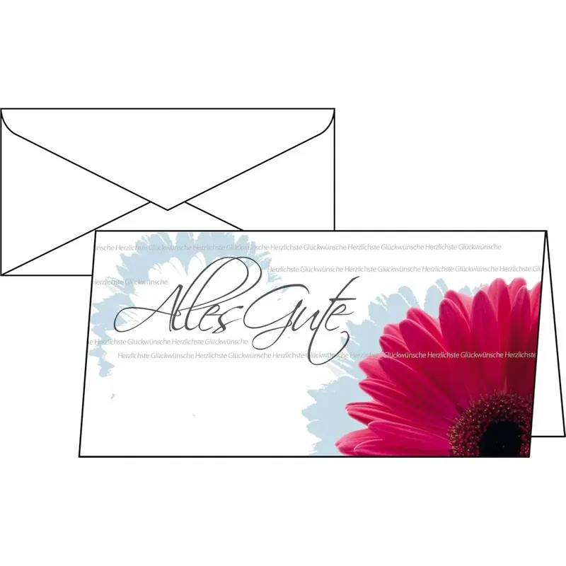 SIGEL DS209 Glückwunsch-Karten "Alles Gute", DIN lang, 10er Set mit Umschlägen, ideal zum Bedrucken