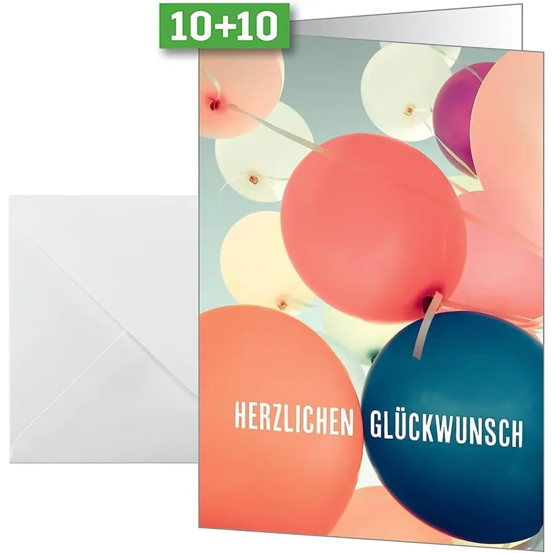 SIGEL DS617 Glückwunschkarten Geburtstagskarten "Herzlichen Glückwunsch" A6, 10er Set mit Umschlägen, ideal zum Bedrucken, aus nachhaltigem Papier