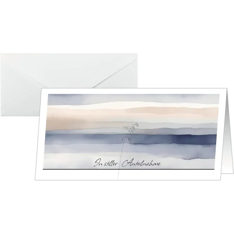 SIGEL DS624 Trauerkarten Aquarell, 10er Set mit Umschlag, DIN lang, ideal zum Bedrucken, aus nachhaltigem Papier, blau