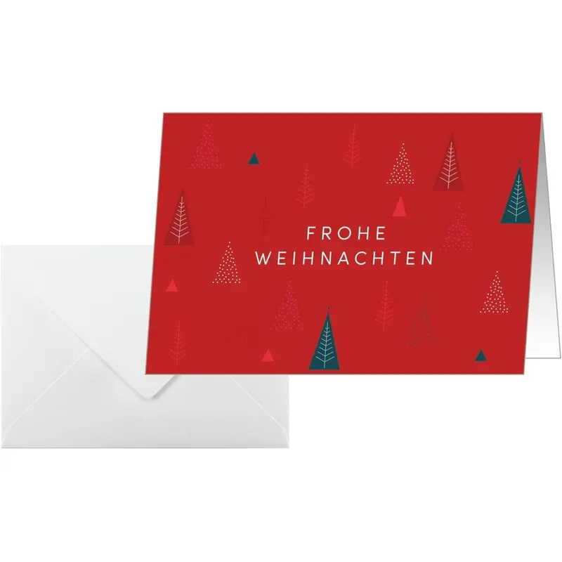 Sigel DS636 Weihnachtskarten-Set, Ruby Pines, rot, A6, 25 Karten mit Umschlägen, ideal zum Bedrucken, aus nachhaltigem Papier