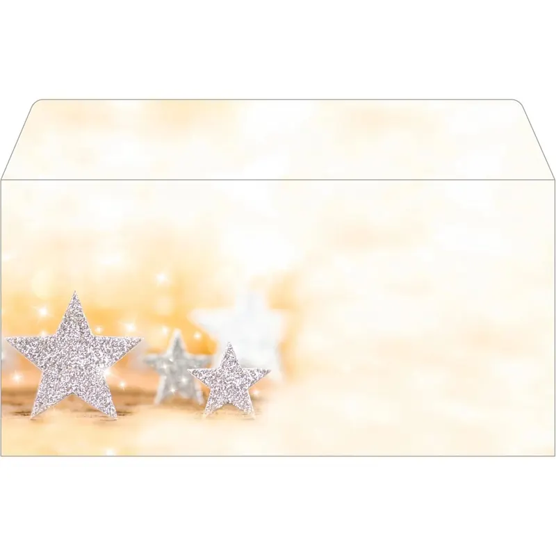 SIGEL DU035 Briefumschläge Weihnachten "Glitter Stars" DIN lang, 50 Stück