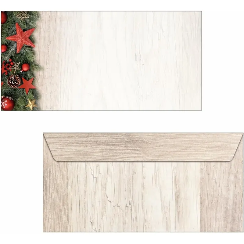 SIGEL DU442 Briefumschläge Weihnachten "Chalet Style", gummiert, DIN lang, 50 Stück, aus nachhaltigem Papier