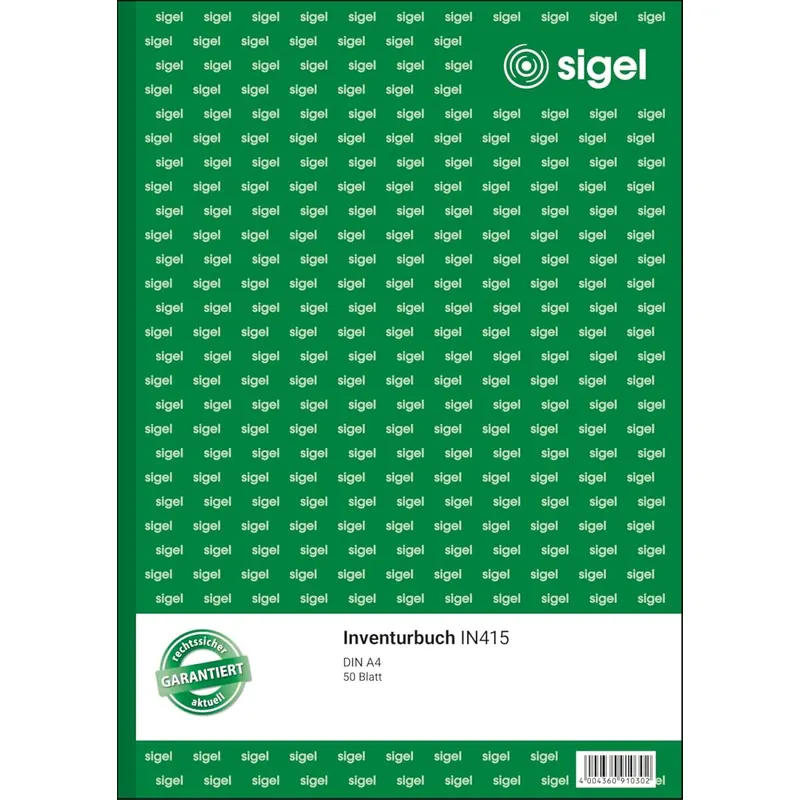 SIGEL IN415 Inventurbuch, A4, 50 Blatt, aus nachhaltigem Papier
