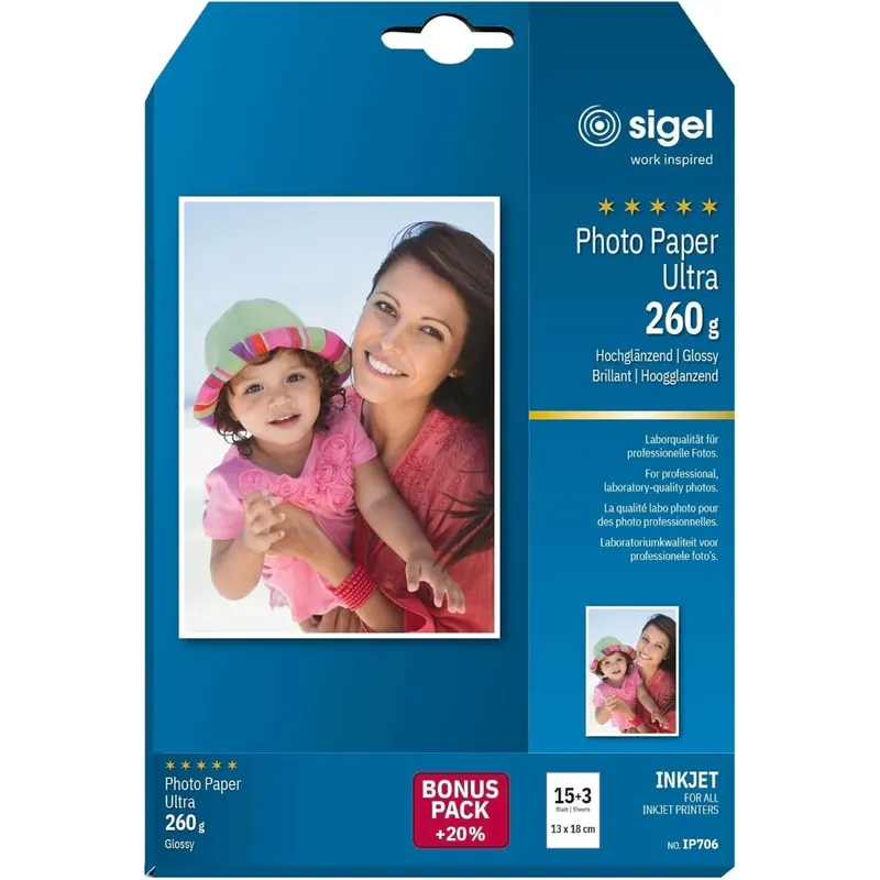 SIGEL IP706 InkJet Fotopapier Ultra 13x18 cm 260 g hochglänzend