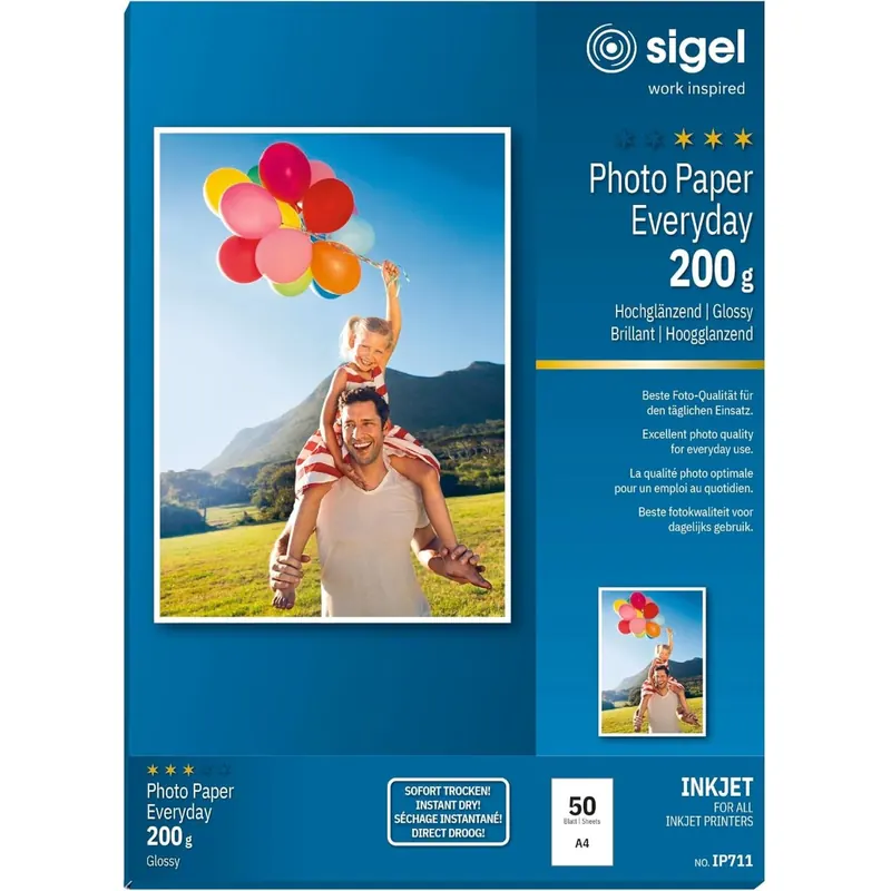SIGEL IP711 InkJet Fotopapier A4 200 g hochglänzend 50 Blatt