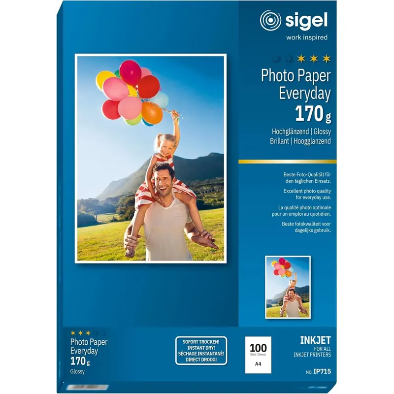 SIGEL IP715 InkJet Fotopapier A4 170 g hochglänzend 100 Blatt