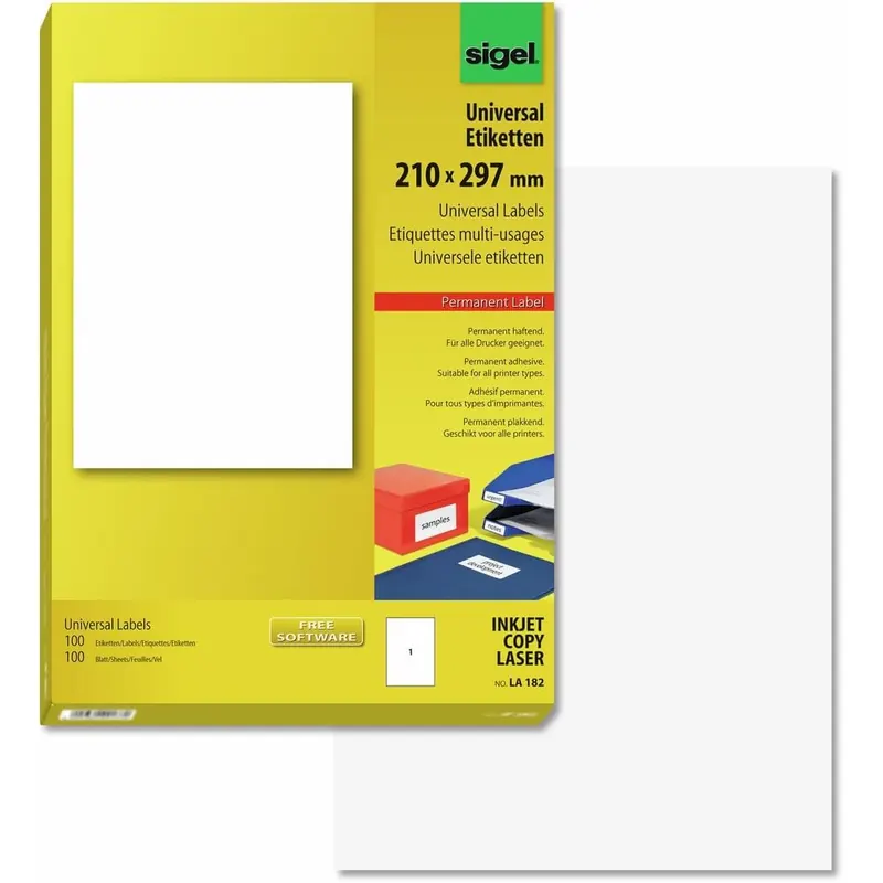 SIGEL LA182 Universal Etiketten A4 210 x 297 mm 100 Etiketten