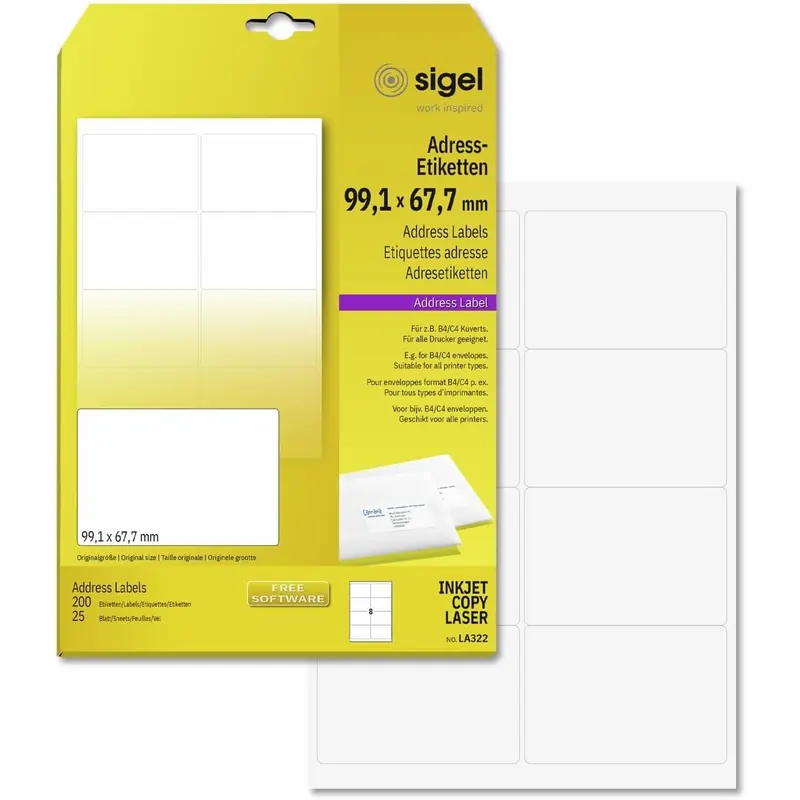 SIGEL LA322 Adress Etiketten 99,1 x 67,7 mm 200 Etiketten