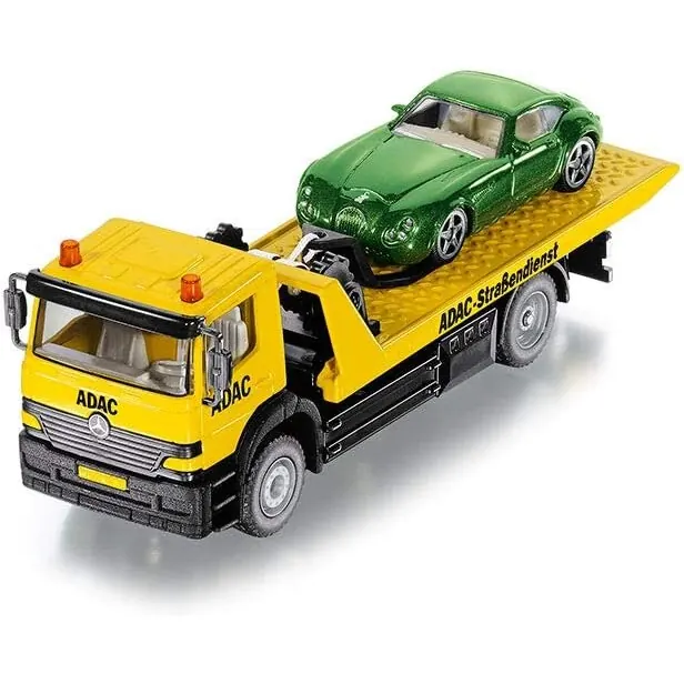 siku 2722, Abschleppwagen, 1:55, Metall/Kunststoff, Gelb, ADAC-Optik, Inkl. abzuschleppendem Spielzeugauto