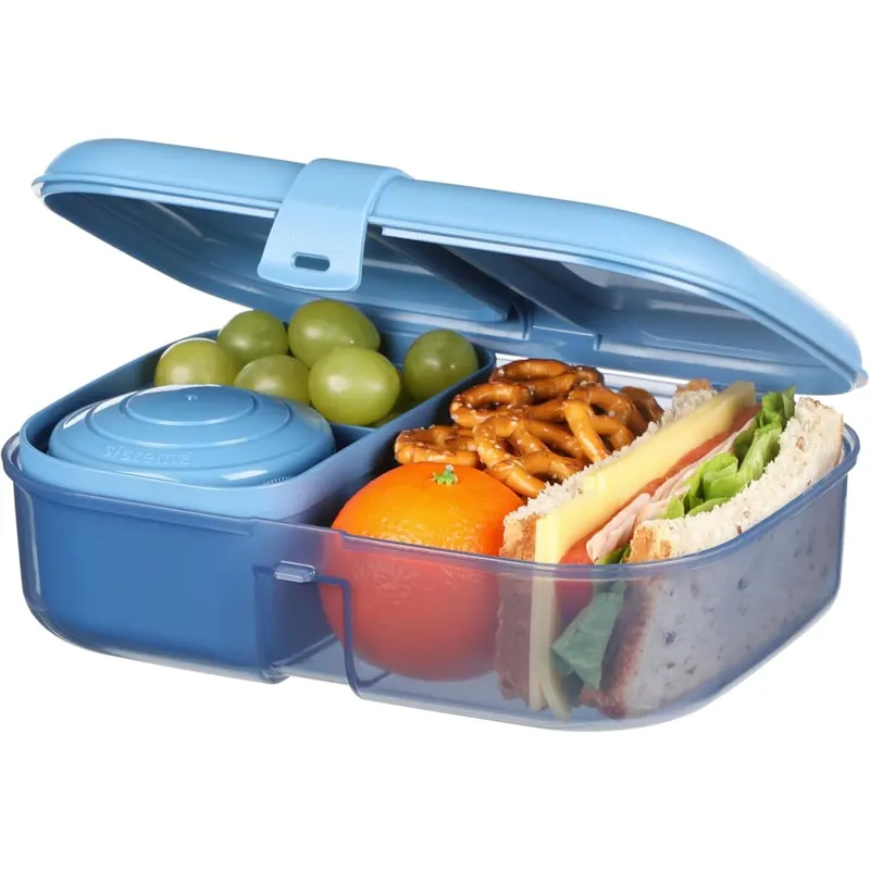 Sistema 2167502 Ribbon Bento Box Brotdose mit flexiblem Einsatz und Joghurt-/Fruchtbehälter | Mit recyceltemozeangebundenem Kunststoff | 1,1 L Lunchbox im Bento Style | BPA-frei