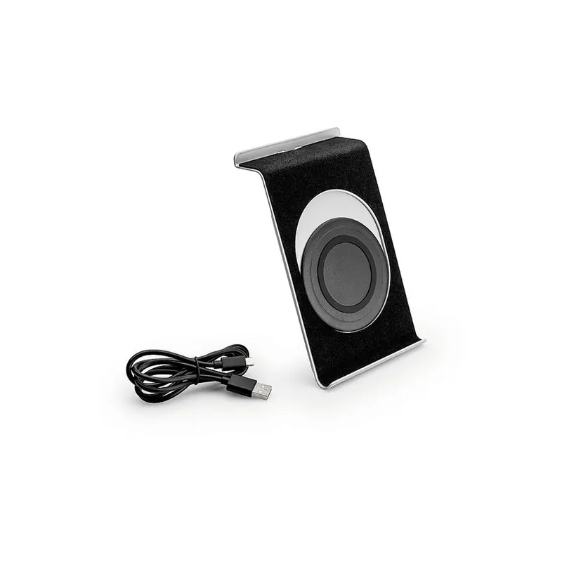 Slatwallsmartphonehalter Novus-MPS Penda QI 725+0139+000 - 110 x 171 x 80 mm silber/schwarz induktive Ladeschale (QI) für SlatWall-Element Metall