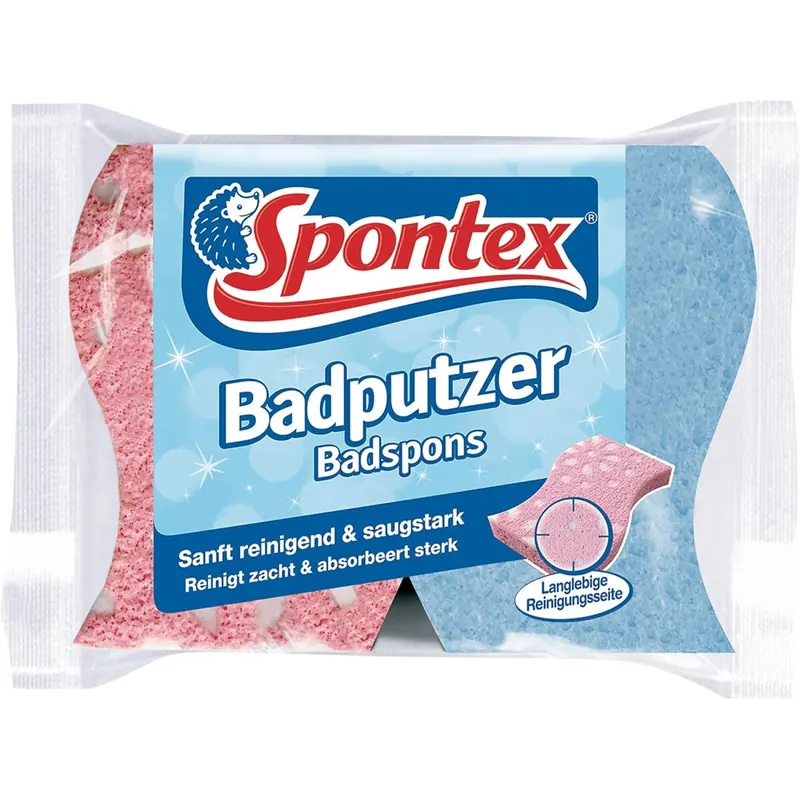 Spontex Badputzer Badschwämme, geeignet für alle Flächen im Bad, extra griffige Form, Farbe nicht frei wählbar, 1 x 2 Stück