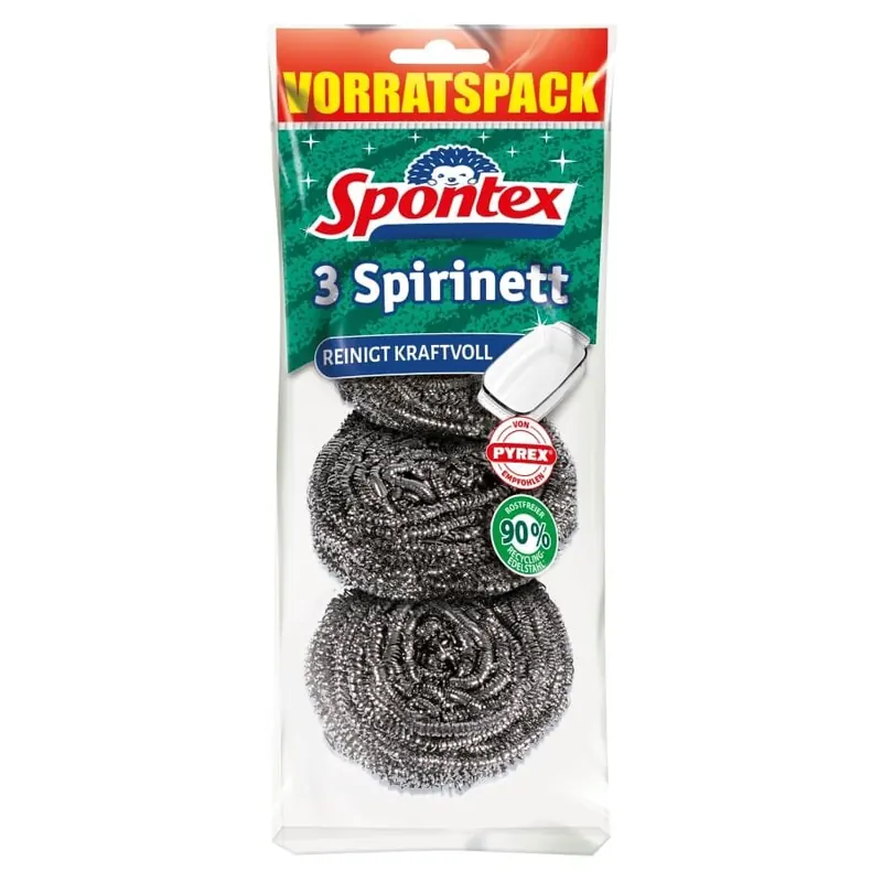 Spontex Spirinett x3, Edelstahlspiralen 19500161 Vorratspack (3 Stück)