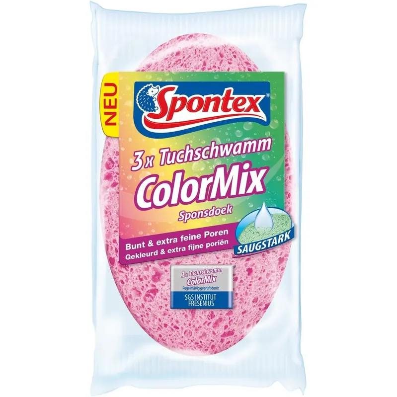 Spontex Tuchschwamm ColorMix, - Extra saugstark & reißfest -3 Stück ( 1er Pack)