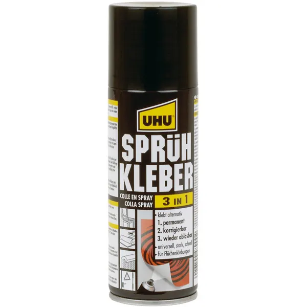 Sprühkleber UHU 48900 - Dose 3 in 1 permanent, ablösbar, korrigierbar 200 ml
