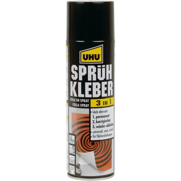 Sprühkleber UHU 48905 - Dose 3 in 1 permanent, ablösbar, korrigierbar 500 ml