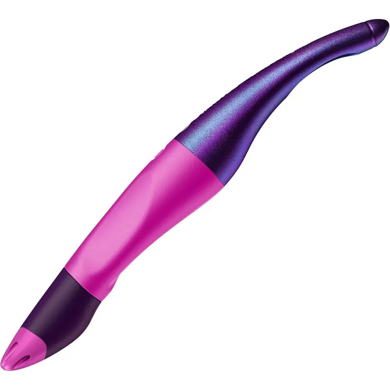 STABILO - Ergonomischer Tintenroller für Rechtshänder - EASYoriginal Holograph Edition in magenta - Einzelstift - Schreibfarbe blau - inklusive Patrone