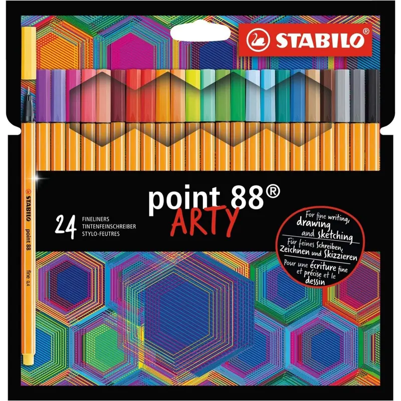 STABILO - Fineliner - point 88 - ARTY - 24er Pack - mit 24 verschiedenen Farben