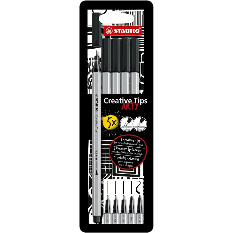 STABILO - Multi-Liner-Set - Creative Tips - ARTY - 5er Pack - schwarz