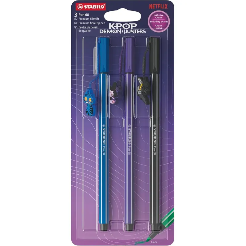 STABILO - Pen 68 - KPop Demon Hunters 6803-1-2 3er Pack Filzstifte