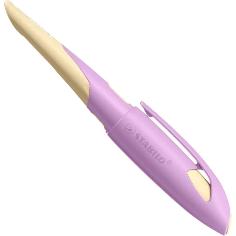 STABILO - Schulfüller ergonomisch für Linkshänder mit Anfänger-Feder A - EASYbirdy Pastel Edition in soft pink/apricot - inklusive Patrone