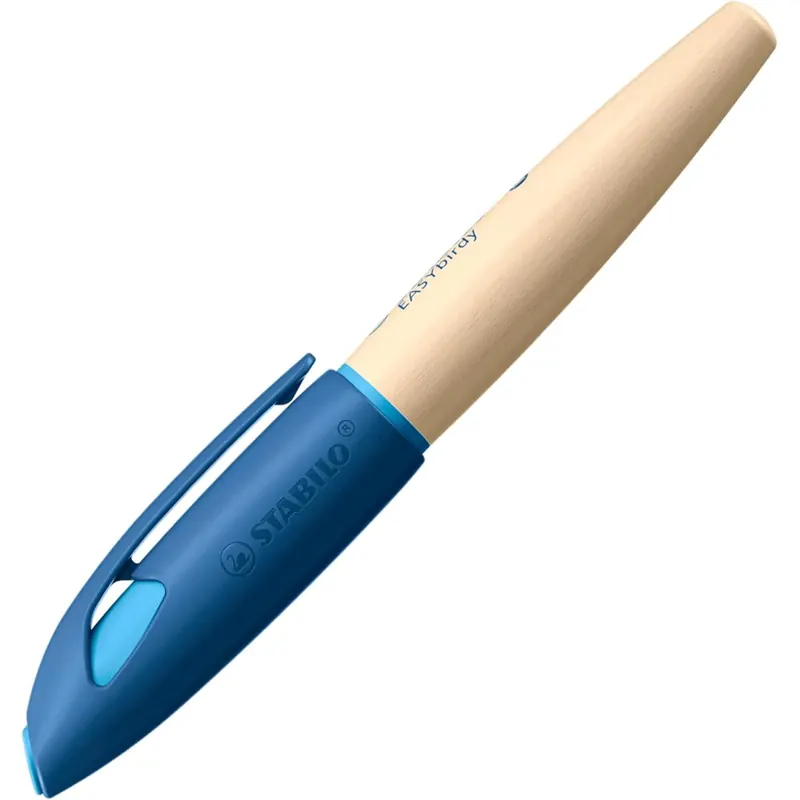 STABILO - Schulfüller ergonomisch für Rechtshänder mit Anfänger-Feder A - EASYbirdy Timber in blau - inkl. Patrone